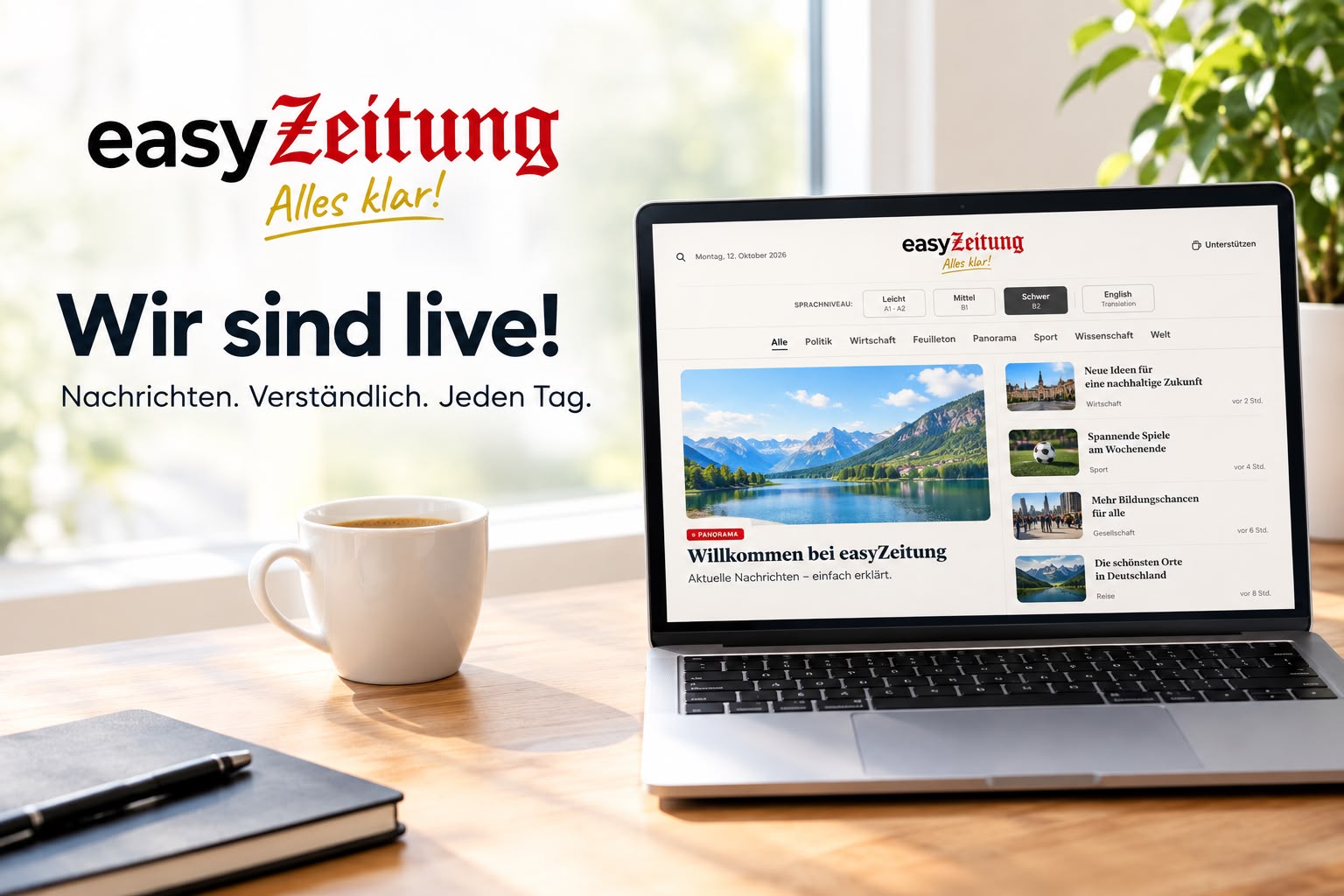 Easyzeitung ist jetzt online: Nachrichten leicht verstehen.